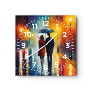 Horloge murale - Pendule murale - Ensemble – une nuit colorée - 40x40 cm