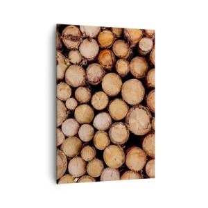 Impression sur toile - Image sur toile - Des tas de troncs d'arbres abattus disposés en harmonie - 70x100cm - Nouveau commencement - Décoration murale moderne pour le salon et la chambre ARTTOR