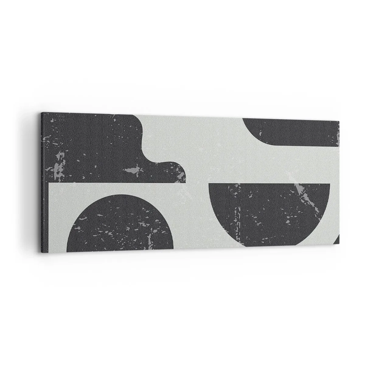 Impression sur toile - Image sur toile - Motifs géométriques dans les tons de noir et de gris - 120x50cm - Composition dessus et dessous - Décoration murale moderne pour le salon et la chambre ARTTOR