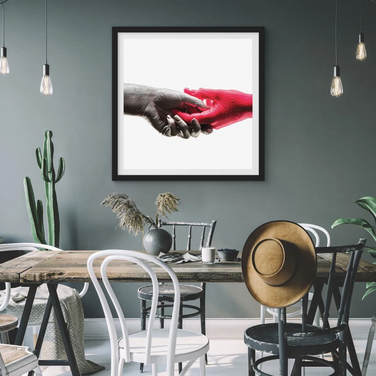 Affiche dans un cadre noir - Poster - Ensemble, bien que différents - 40x40 cm