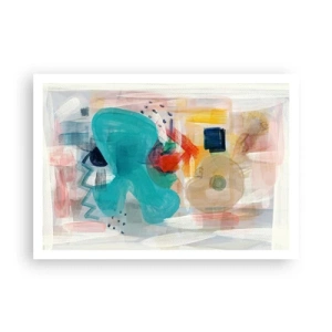 Affiche - Poster - Les formes et les couleurs abstraites créent une composition dynamique - 100x70cm - Jeu de couleurs - Décoration murale moderne pour le salon et la chambre ARTTOR