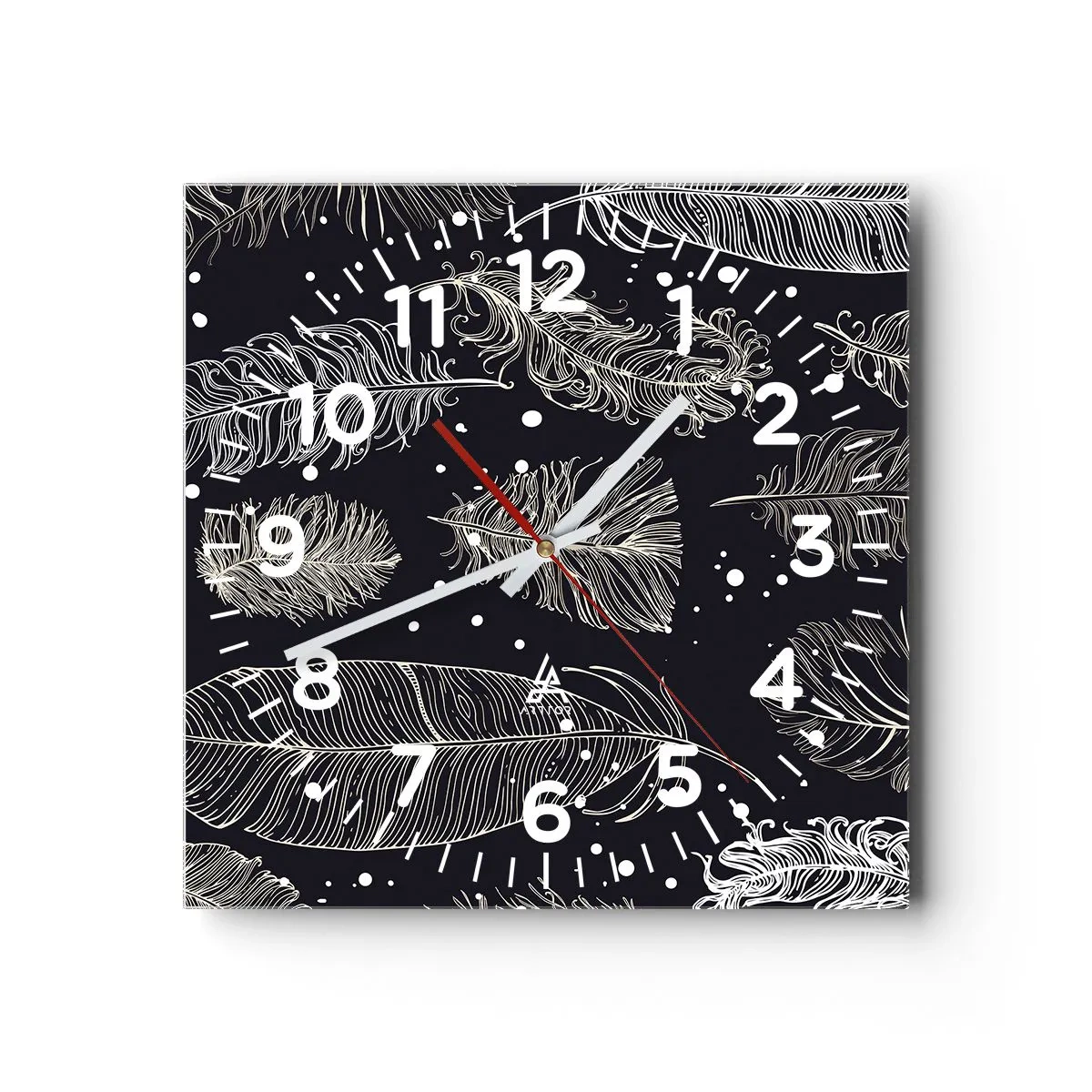 Horloge murale - Pendule murale - Toile de plumes - 30x30 cm