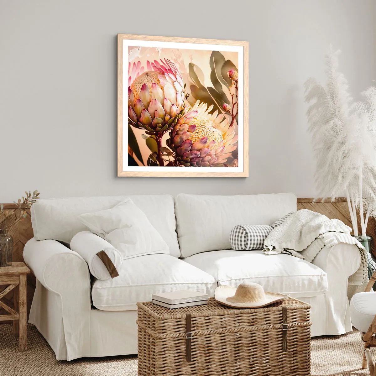 Affiche dans un chêne clair - Poster - Tendrement embrassé - 60x60 cm