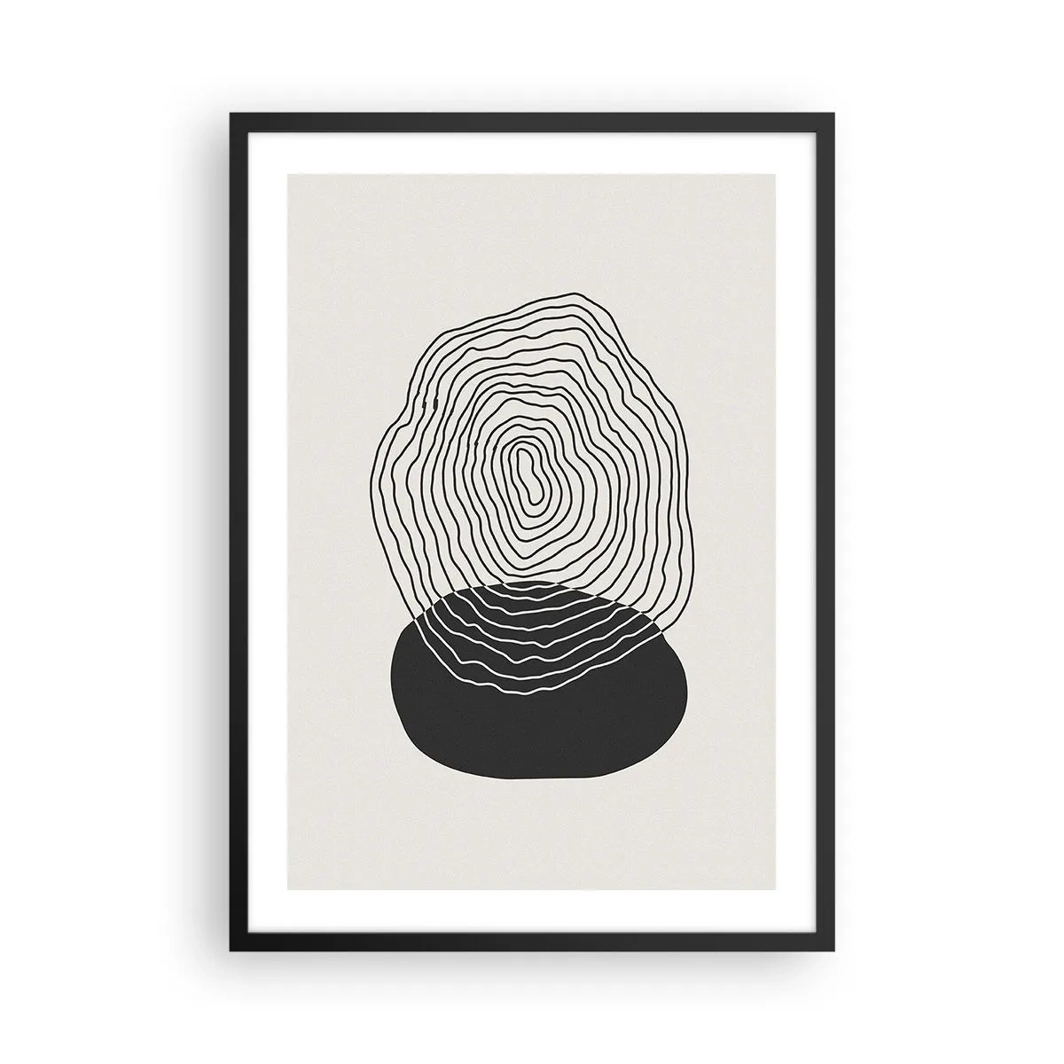 Affiche dans un cadre noir - Poster - Lignes noires créant une forme abstraite sur un fond clair - 50x70cm - Durabilité et oscillation - Décoration murale moderne pour le salon et la chambre ARTTOR