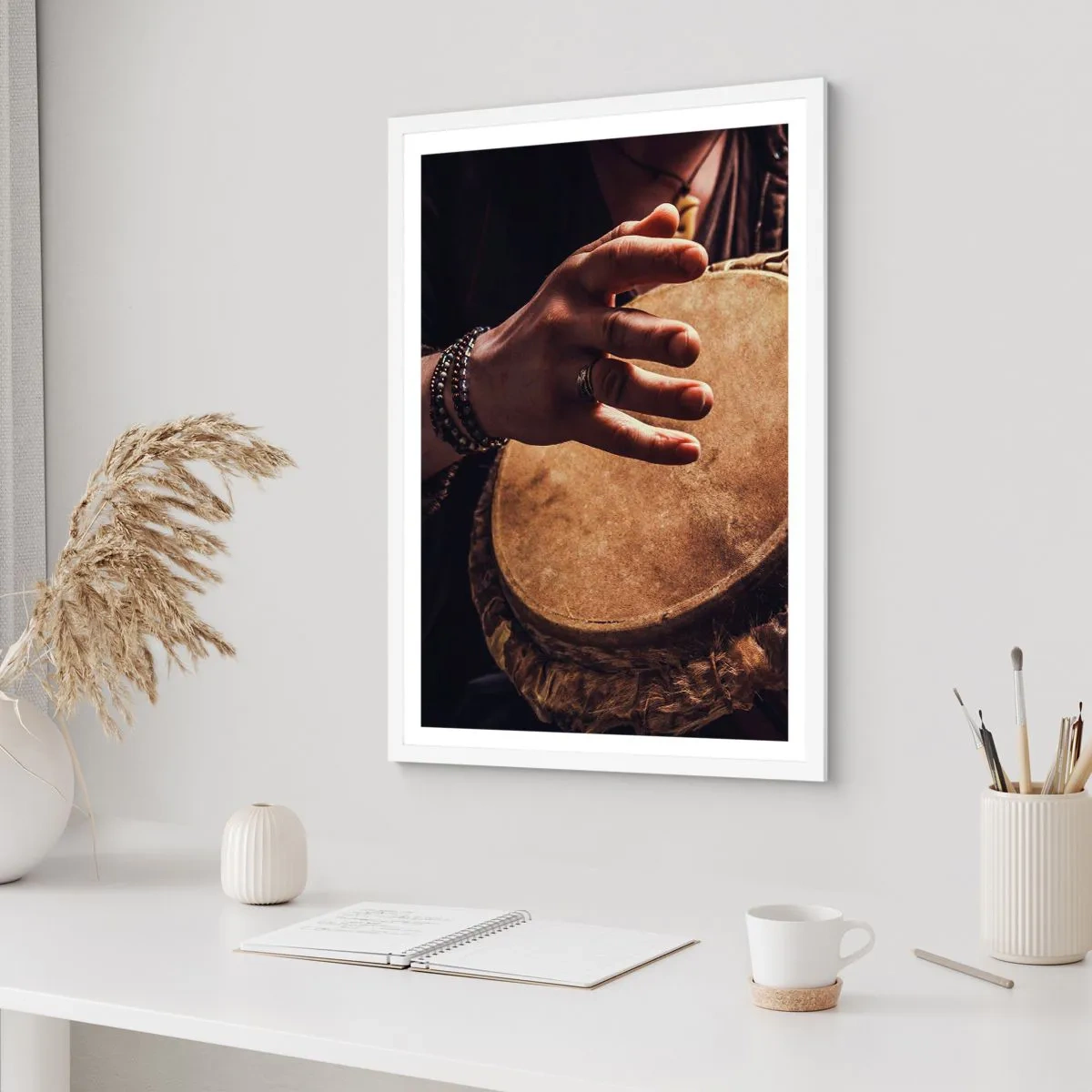 Affiche dans un cadre blanc - Poster - Au rythme du coeur - 70x100 cm