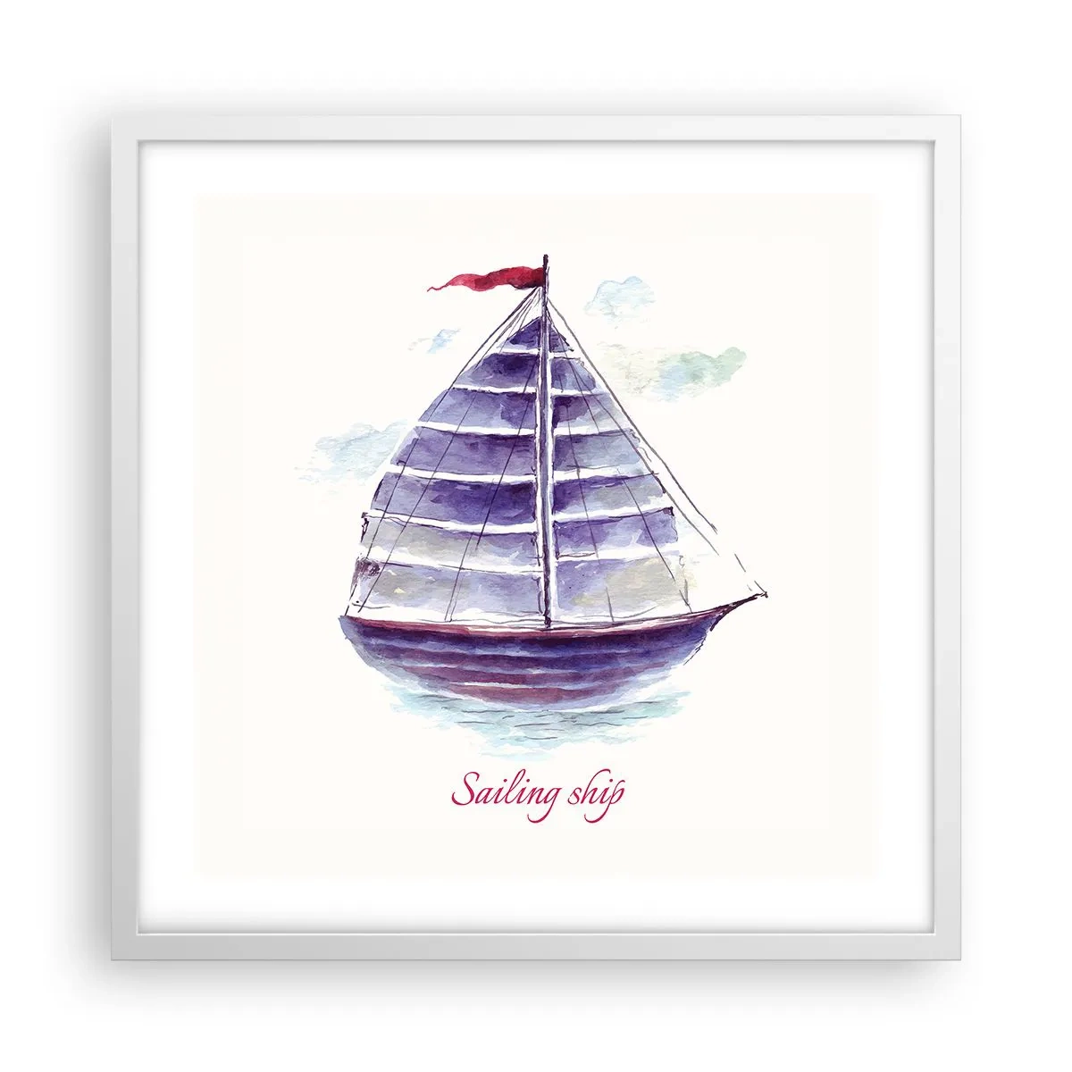 Affiche dans un cadre blanc - Poster - Plein de voiles et d’eau calme - 50x50 cm