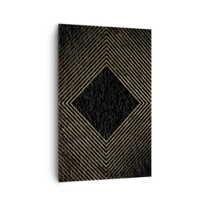 Impression sur toile - Image sur toile - Fond noir avec un motif géométrique de lignes dorées - 80x120cm - Géométrie dans un style glamour - Décoration murale moderne pour le salon et la chambre ARTTOR