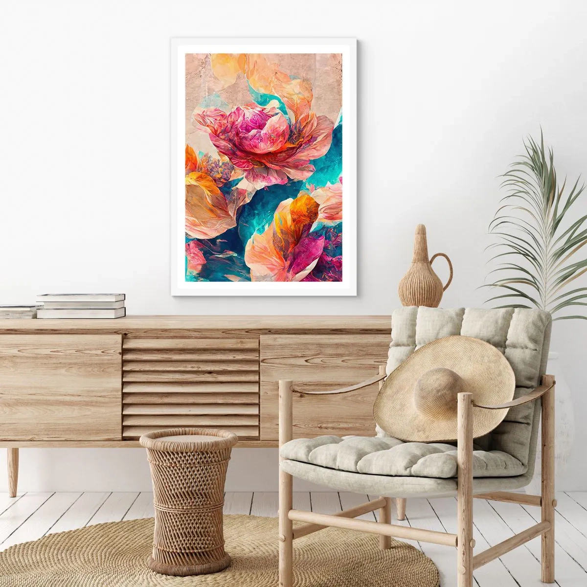 Affiche dans un cadre blanc - Poster - Splendeur colorée du bouquet - 40x50 cm