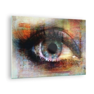 Impression sur verre - Image sur verre - Un œil abstrait aux nuances intenses et multicolores - 70x50cm - Vous pouvez jeter un coup d'œil dans l'âme - Décoration murale moderne pour le salon et la chambre ARTTOR