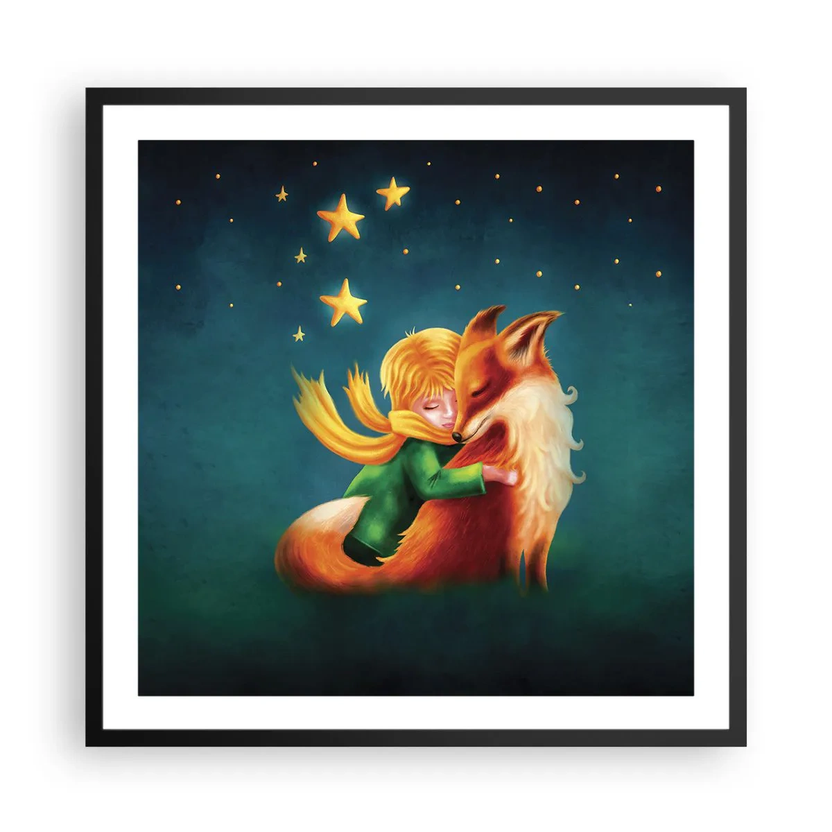 Affiche dans un cadre noir - Poster - Petit Prince - 60x60 cm