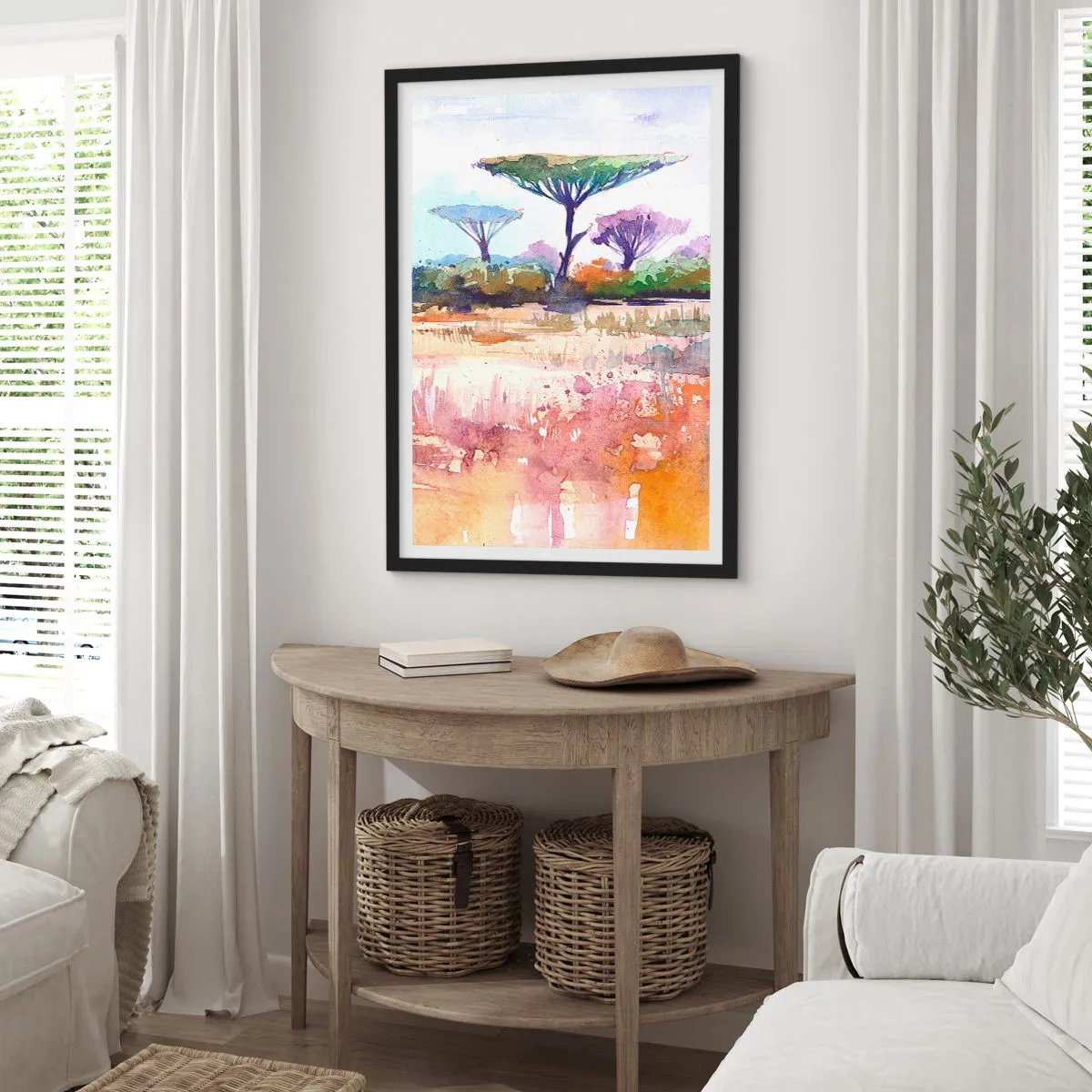 Affiche dans un cadre noir - Poster - Couleurs de savane - 30x40 cm