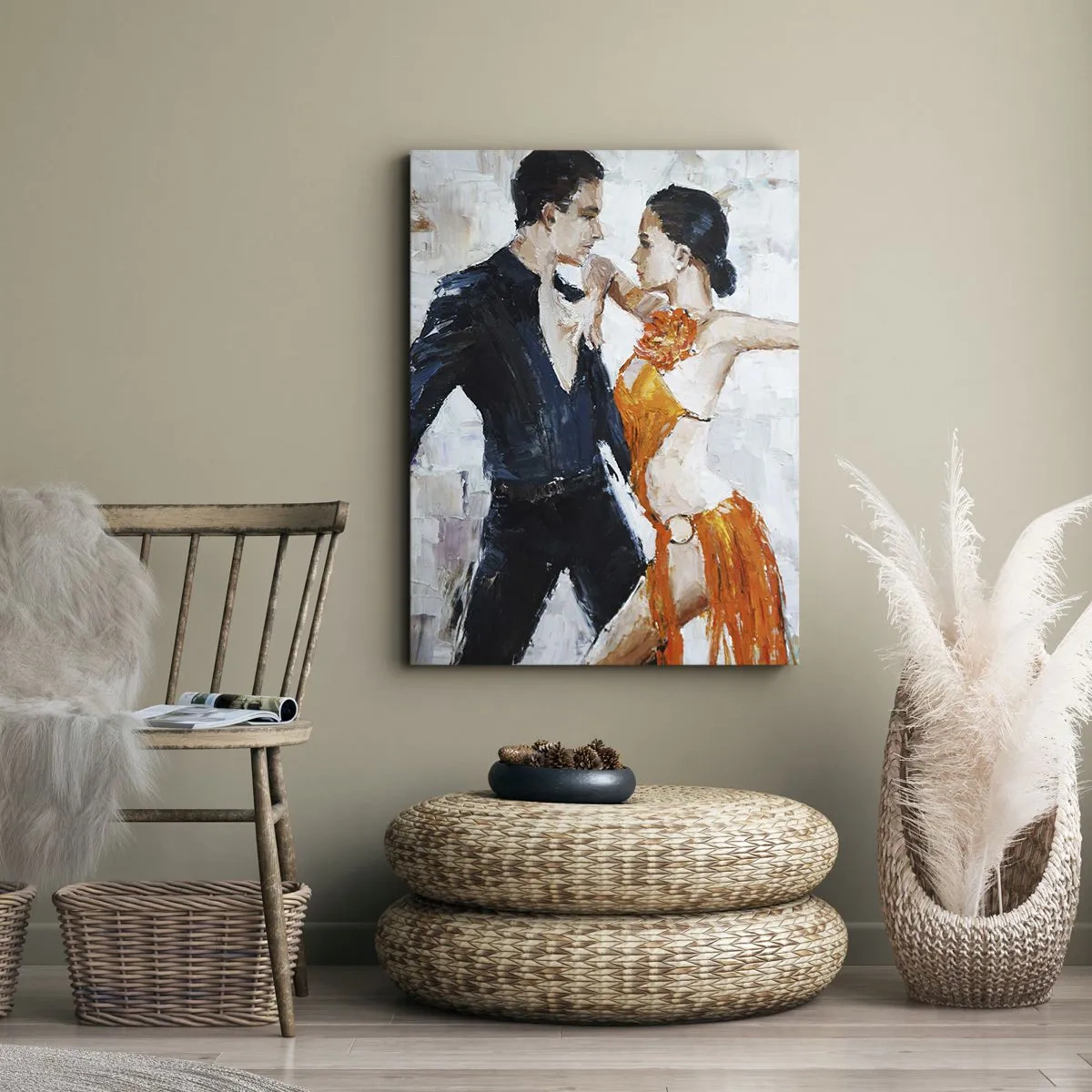 Impression sur toile - Image sur toile - Un couple dynamique dansant dans un style latino-américain. - 80x120cm - Dirty dancing - Décoration murale moderne pour le salon et la chambre ARTTOR