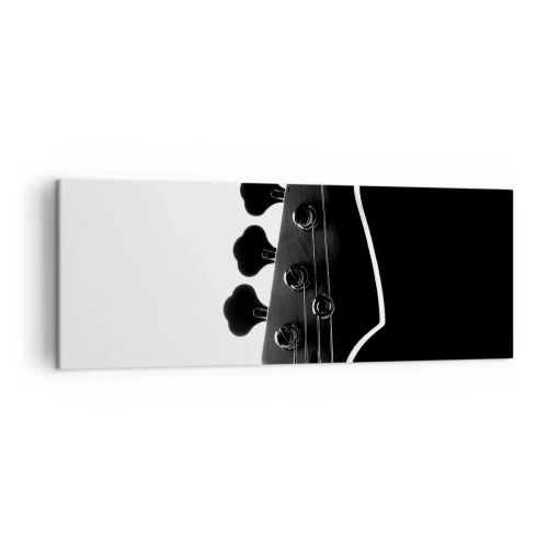 Impression sur toile - Image sur toile - Silhouette noire et blanche d'une tête de guitare basse - 140x50cm - Silence de roche - Décoration murale moderne pour le salon et la chambre ARTTOR