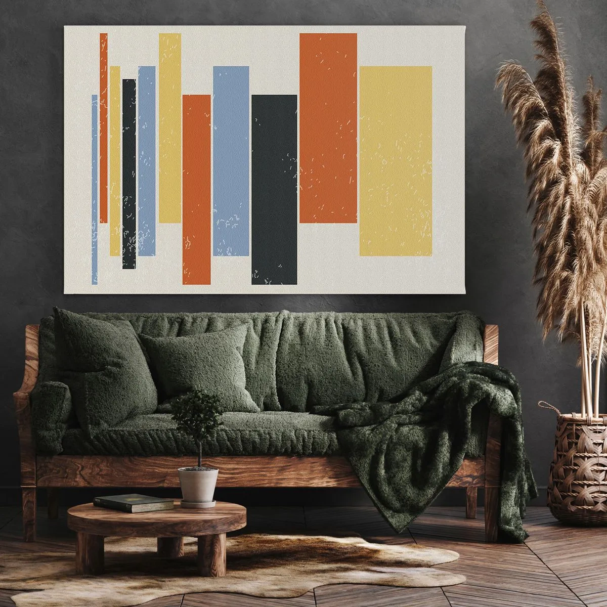 Impression sur toile - Image sur toile - Des rectangles colorés dans un arrangement moderne - 100x70cm - Notation musicale - Décoration murale moderne pour le salon et la chambre ARTTOR