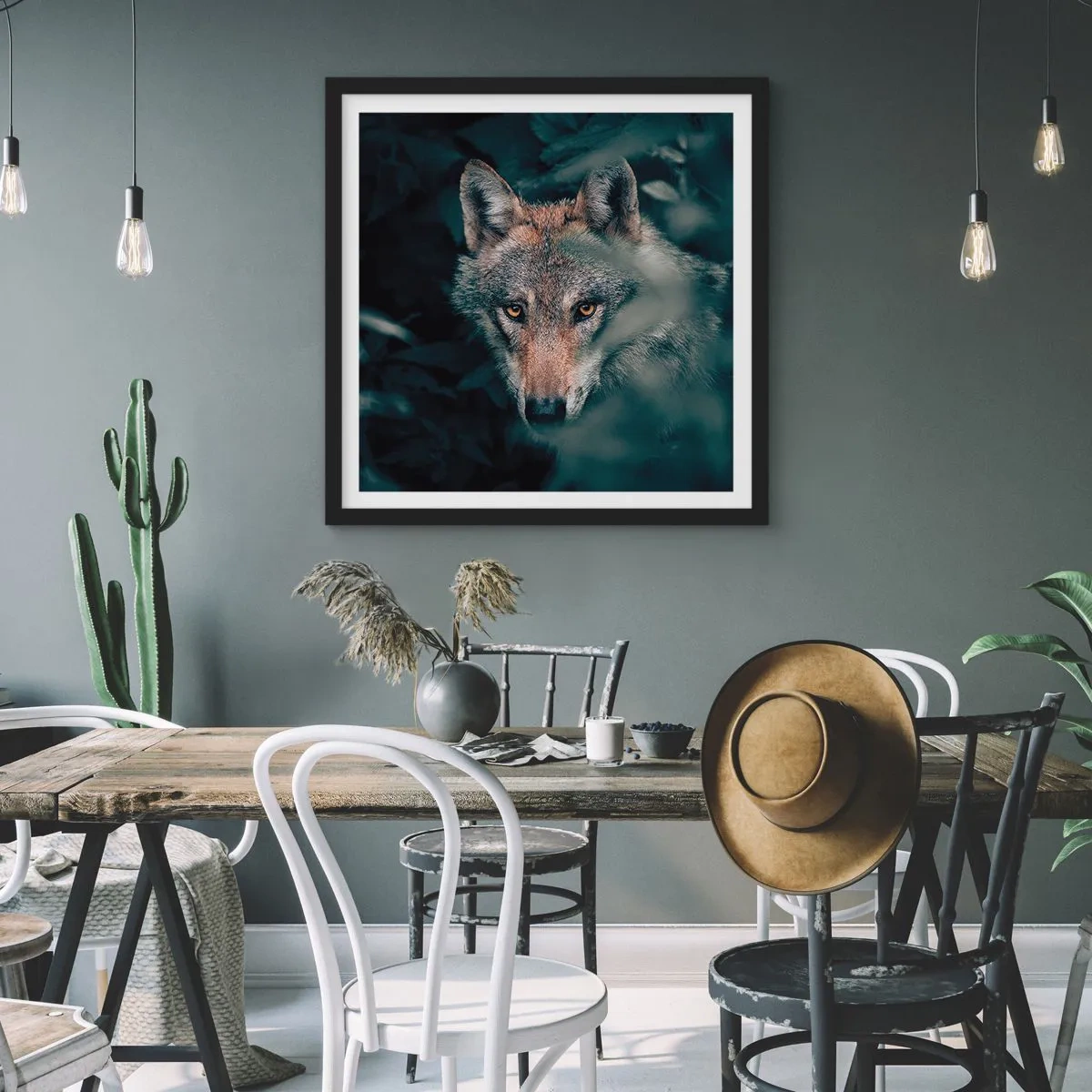 Affiche dans un cadre noir - Poster - Chasseur - 40x40 cm