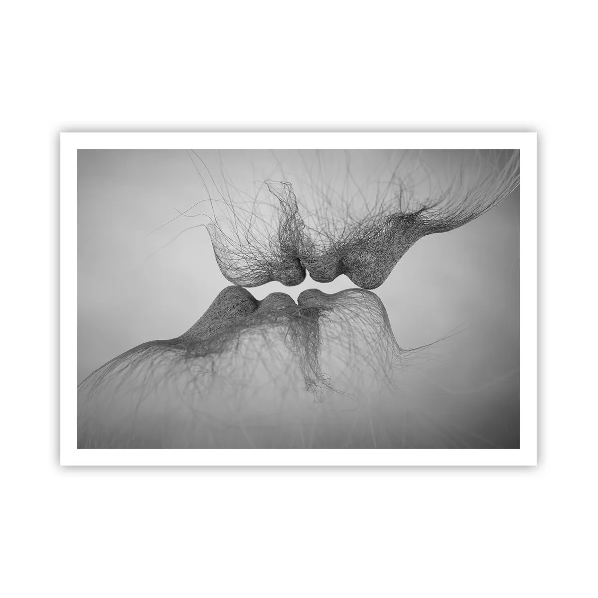 Affiche - Poster - Un baiser abstrait présenté sous une forme éthérée - 100x70cm - La bise du vent - Décoration murale moderne pour le salon et la chambre ARTTOR