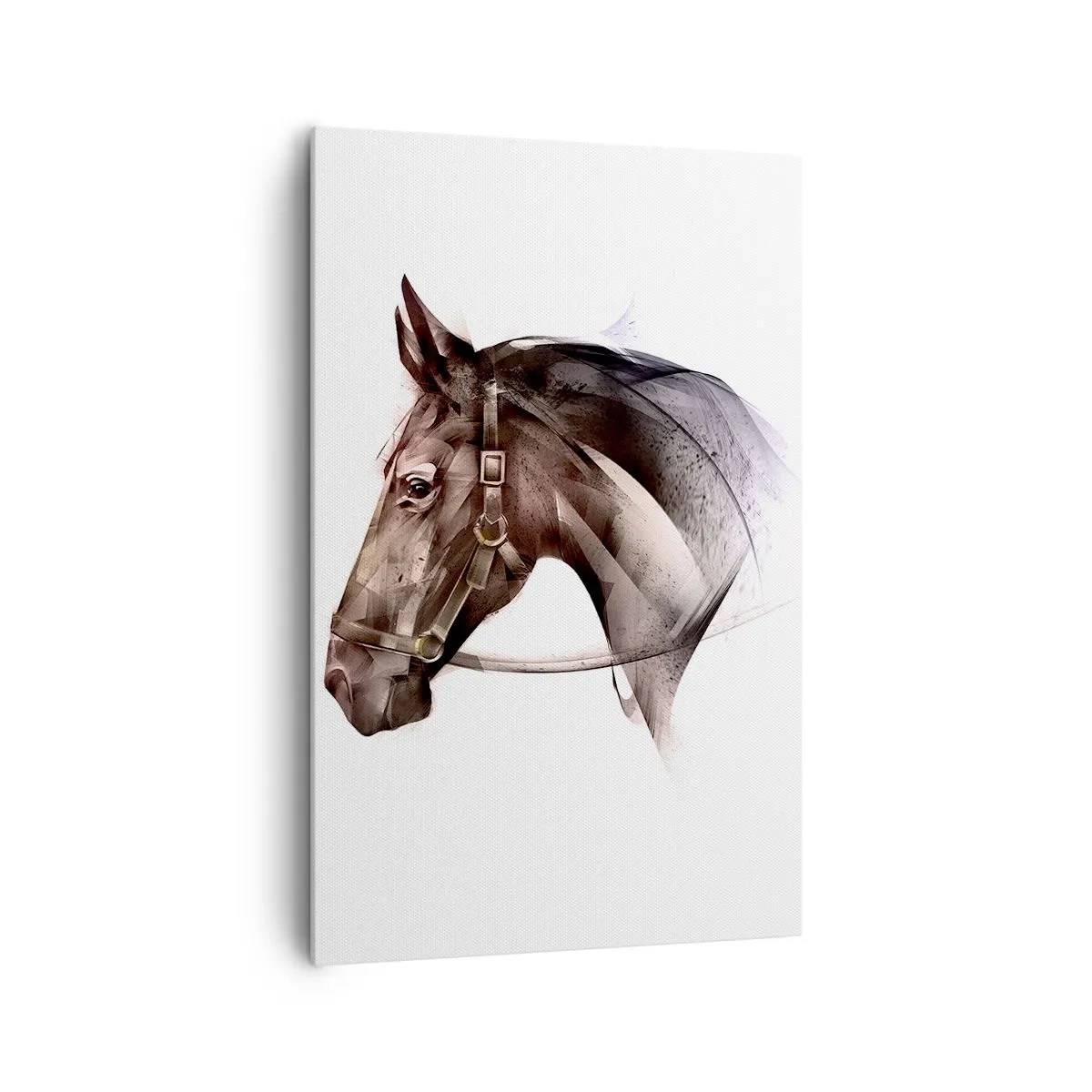 Impression sur toile - Image sur toile - Un profil de cheval dans une forme artistique délicate sur fond blanc - 80x120cm - Quelle grâce - Décoration murale moderne pour le salon et la chambre ARTTOR