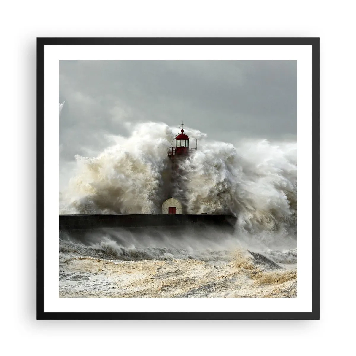 Affiche dans un cadre noir - Poster - La colère de l'océan - 60x60 cm