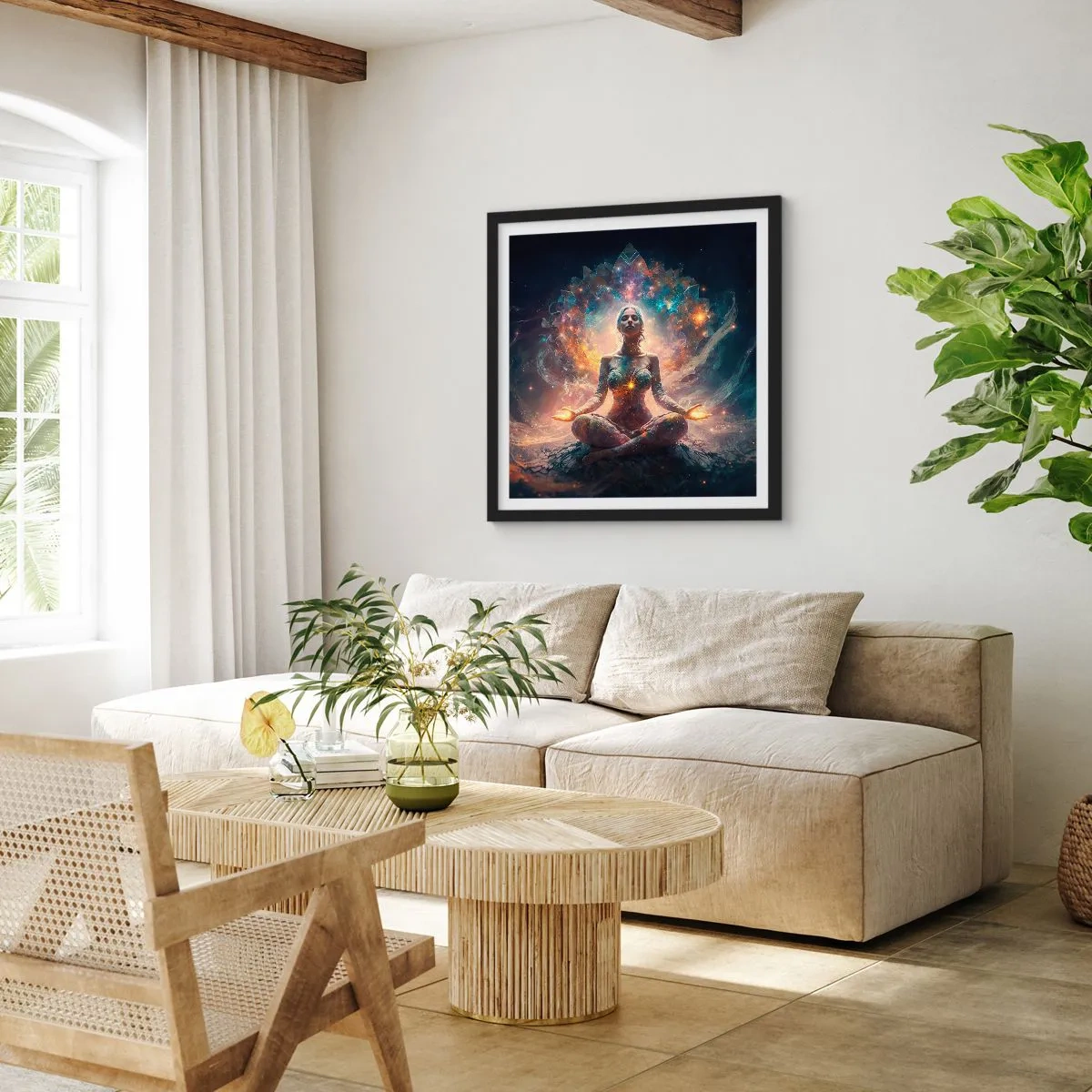 Affiche dans un cadre noir - Poster - Flux de bonne énergie - 60x60 cm