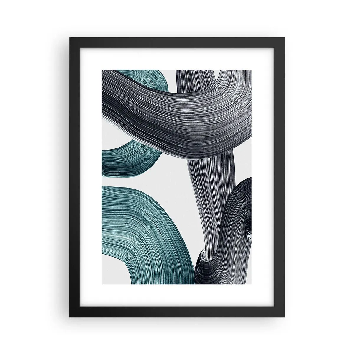 Affiche dans un cadre noir - Poster - Sentiers émeraude et noirs - 30x40 cm