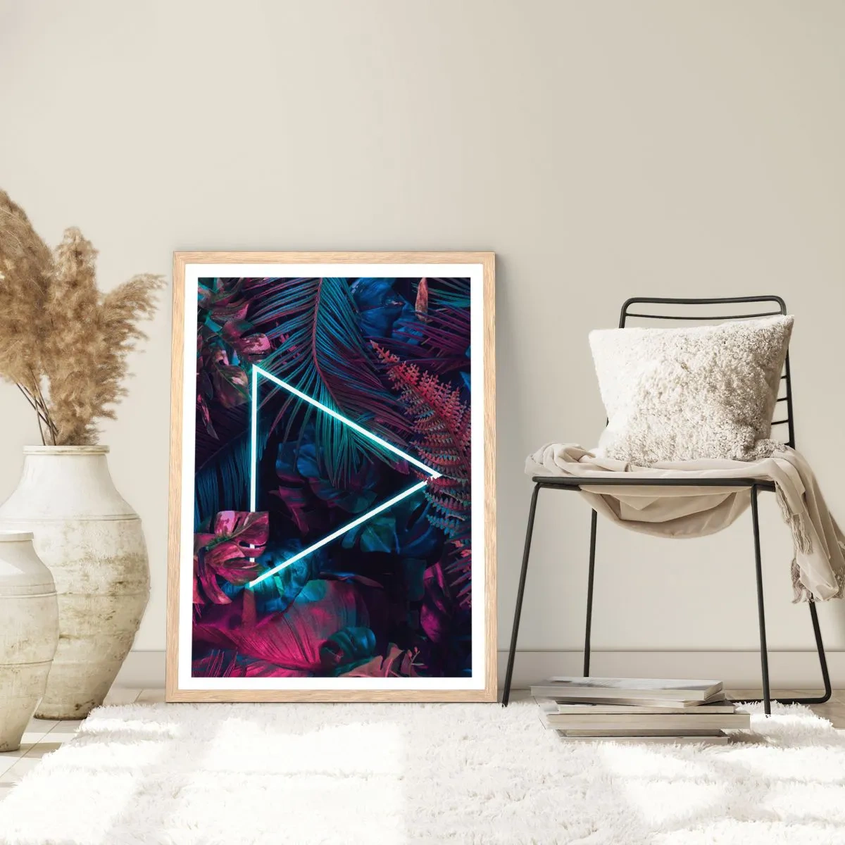 Affiche dans un chêne clair - Poster - Jardin de style disco - 61x91 cm