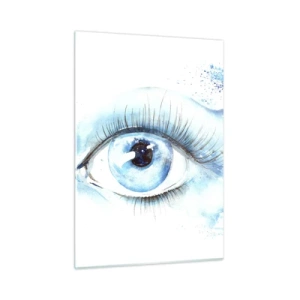 Impression sur verre - Image sur verre - Oeil bleu à l'aquarelle artistique - 50x70cm - Plongez-vous dans le bleu du regard - Décoration murale moderne pour le salon et la chambre ARTTOR