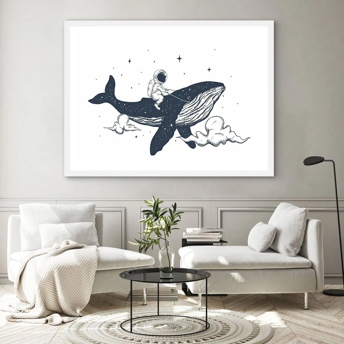 Affiche dans un cadre blanc - Poster - Aventure spatiale - 50x40 cm