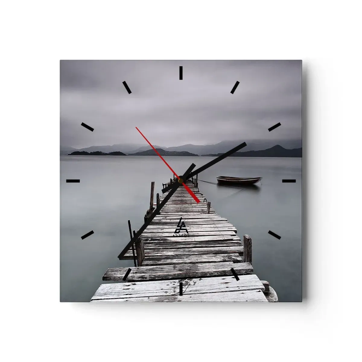 Horloge murale - Pendule murale - Un pont en bois menant à la surface calme du lac - 30x30cm - Tu peux partir demain - Décoration murale moderne pour le salon et la chambre ARTTOR