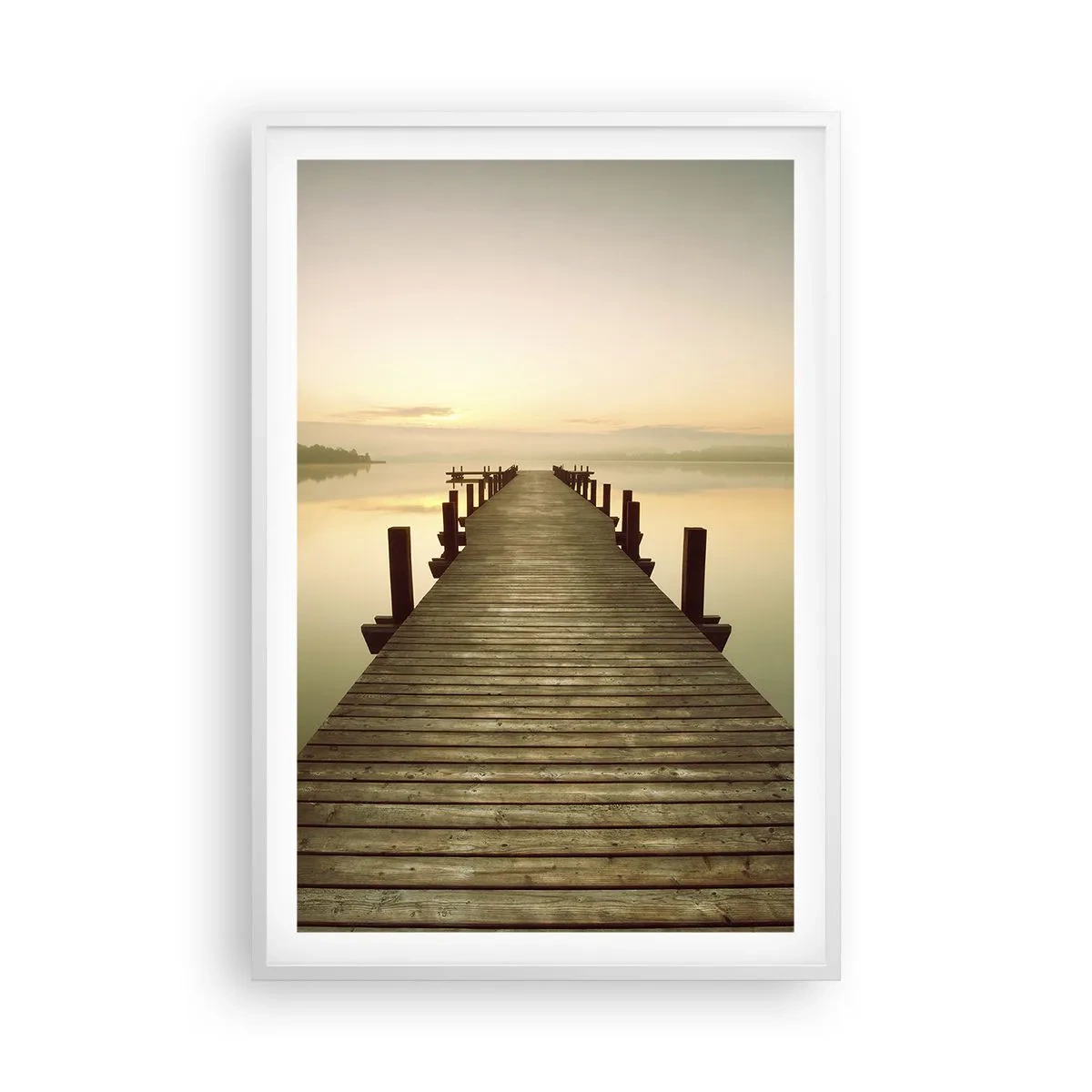 Affiche dans un cadre blanc - Poster - L'aube, les premières lueurs, le jour  - 61x91 cm