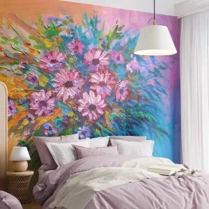 Papier Peint Photo Premium Sand - Composition florale colorée et picturale - 100x70cm - Énergie de la vie - Décoration murale moderne pour le salon et la chambre ARTTOR