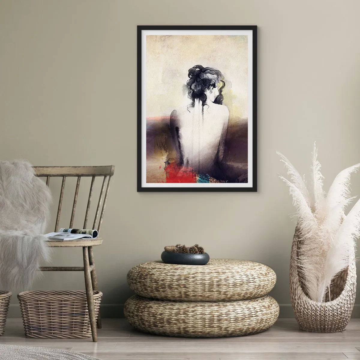 Affiche dans un cadre noir - Poster - Lignes lisses, formes ovales - 30x40 cm