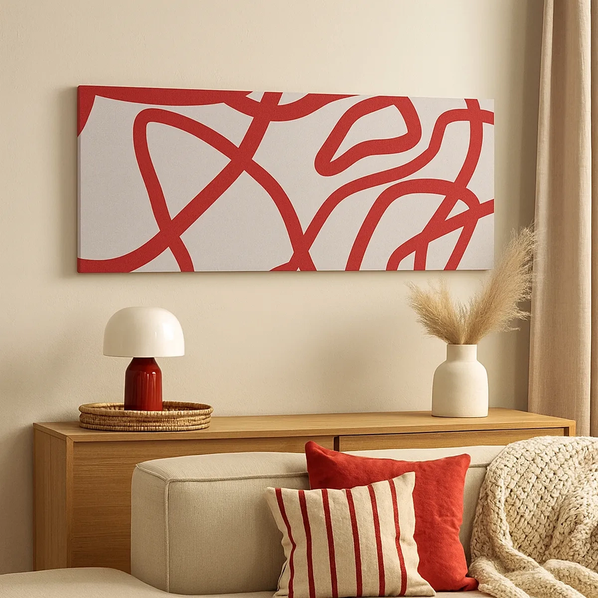 Impression sur toile - Image sur toile - Rouge sur blanc - 30x30 cm