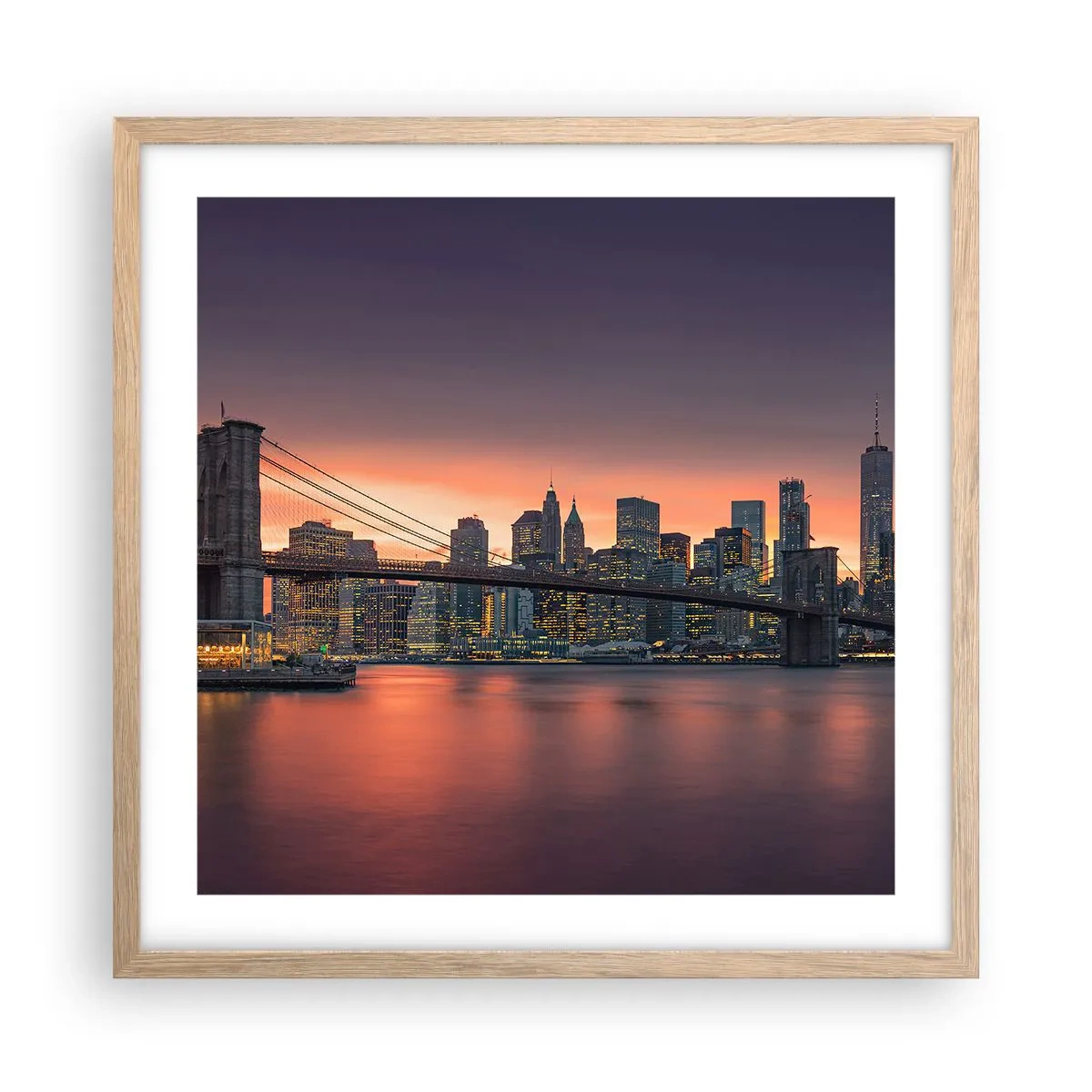 Affiche dans un chêne clair - Poster - Immergé dans le silence lilas - 50x50 cm