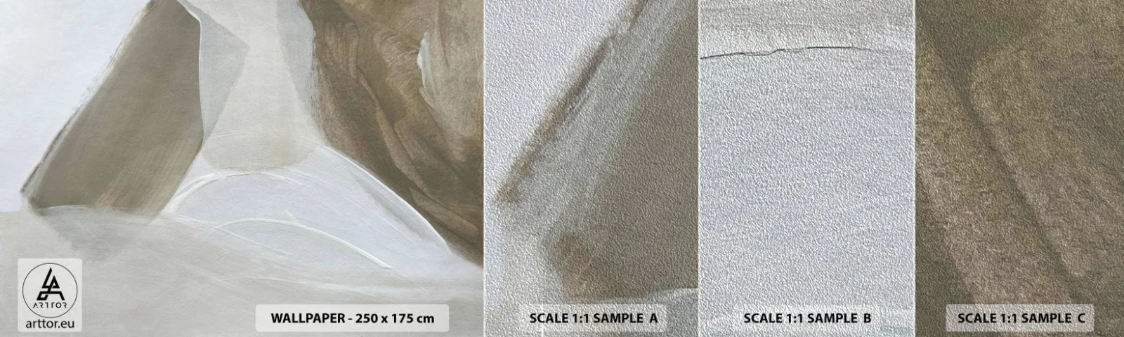 Échantillon de Papier Peint Premium Sand - Une vague de blanc - Brillant, Morceau, Minimaliste - 100x30 cm