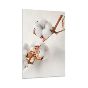 Impression sur verre - Image sur verre - Un brin de coton sur un fond subtil - 80x120cm - Seulement caliner - Décoration murale moderne pour le salon et la chambre ARTTOR