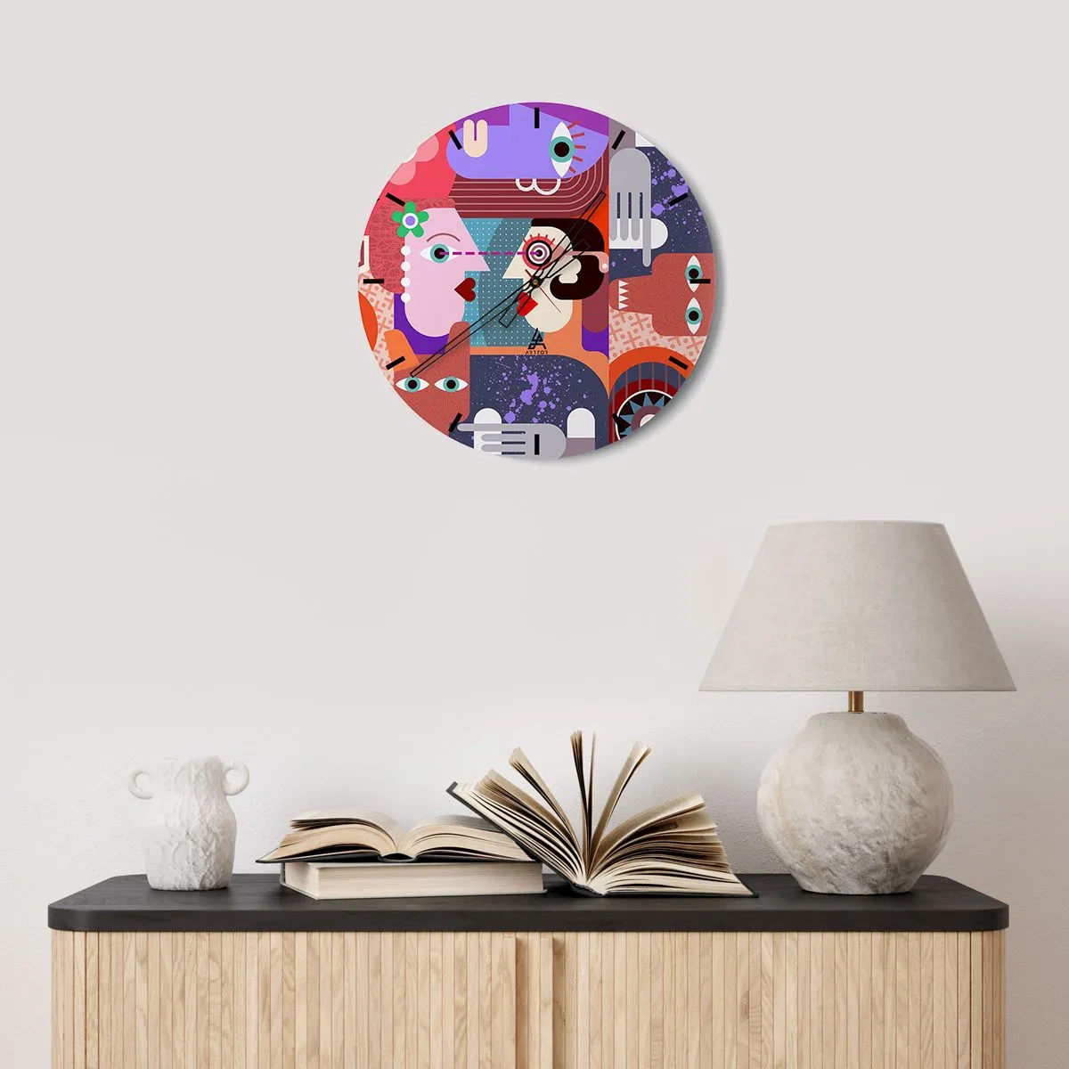 Horloge murale - Pendule murale - Les yeux dans les yeux - 40x40 cm