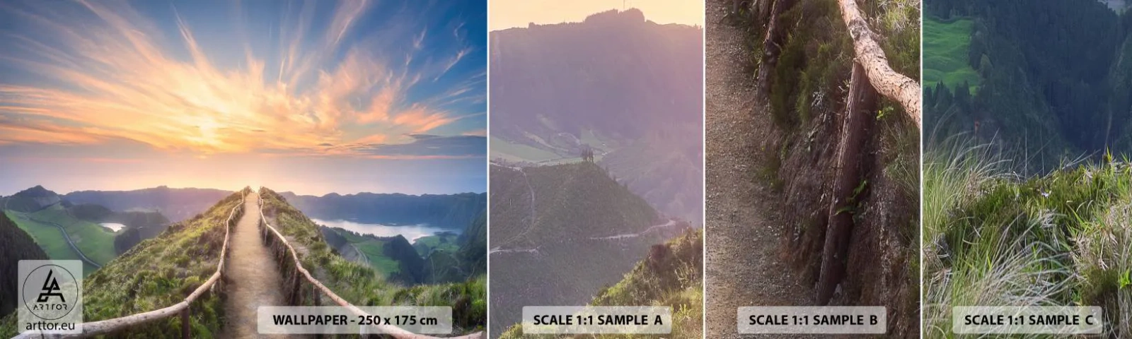 Échantillon de Papier Peint Autocollant Deluxe Sticker - Proche du ciel - Paysage de montagne, Nature, Coucher de soleil - 100x30 cm