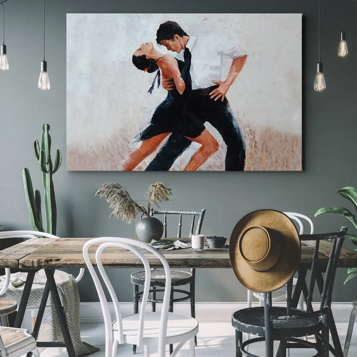 Impression sur toile - Image sur toile - Un couple dansant dans une photo élégante et sensuelle - 120x80cm - Tango de mes rêves et pensées - Décoration murale moderne pour le salon et la chambre ARTTOR
