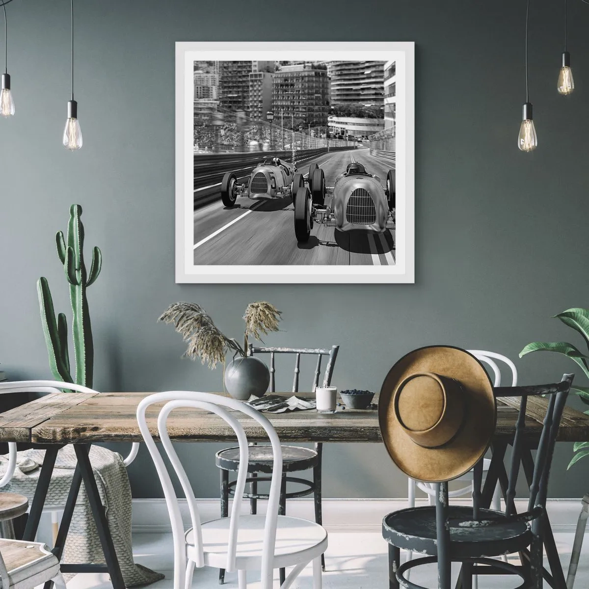 Affiche dans un cadre blanc - Poster - Il y a longtemps à Monté Carlo - 60x60 cm