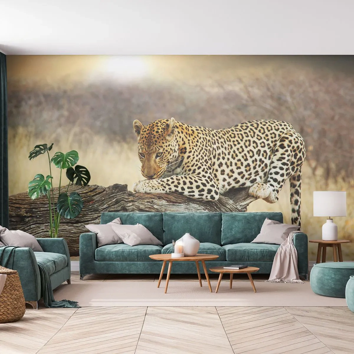 Papier Peint Photo Premium Canvas - Je suis ma propre route - Animaux, léopard, Afrique - 350x256 cm
