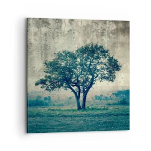 Impression sur toile - Image sur toile - Un pommier sur un champ bleu ? - 70x70 cm