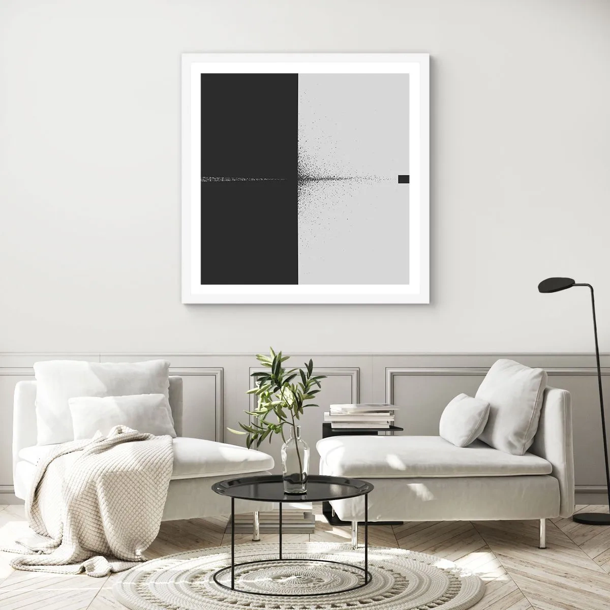 Affiche dans un cadre blanc - Poster - Droit au but - 50x50 cm