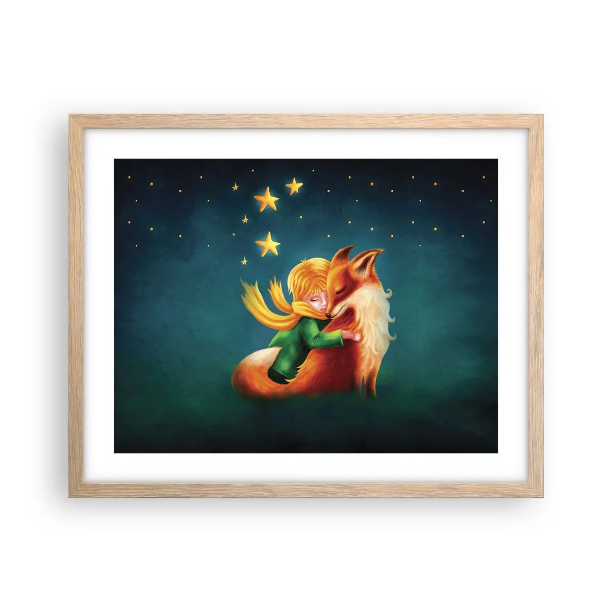 Affiche dans un chêne clair - Poster - Petit Prince - 50x40 cm