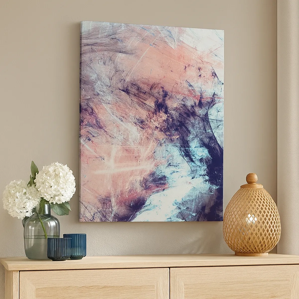 Impression sur toile - Image sur toile - Composition abstraite aux tons pastel et sombres - 50x70cm - Sentir le vent - Décoration murale moderne pour le salon et la chambre ARTTOR