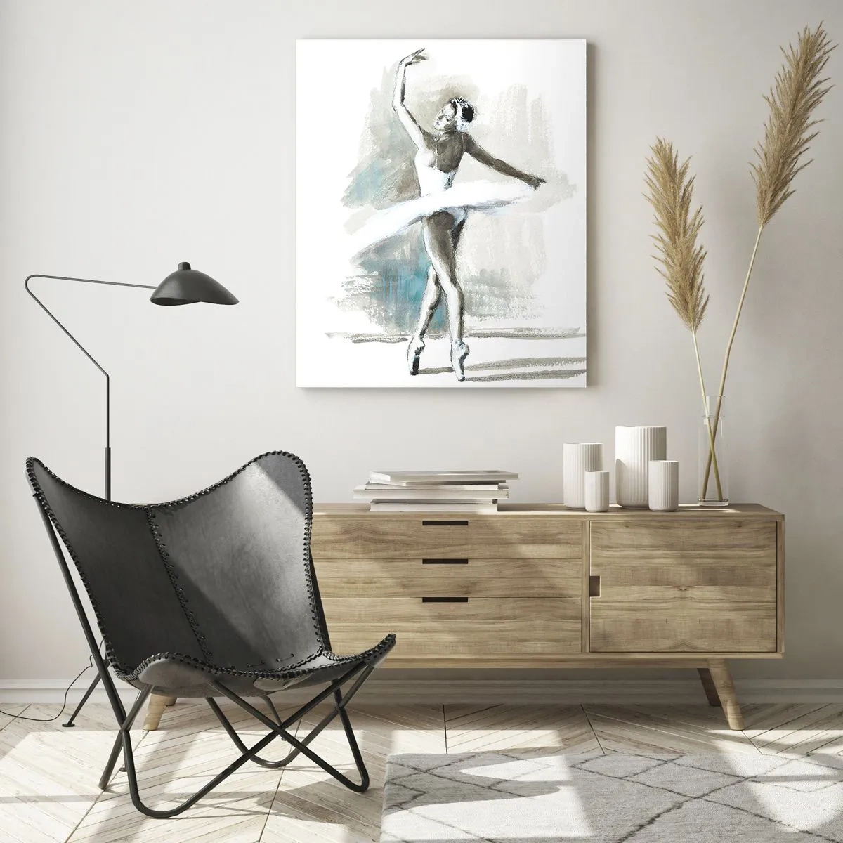 Impression sur verre - Image sur verre - Une ballerine dans une pose de danse classique - 50x70cm - Enchantement du cygne - Décoration murale moderne pour le salon et la chambre ARTTOR