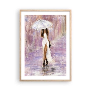 Affiche dans un chêne clair - Poster - Sous la pluie lilas - 50x70 cm