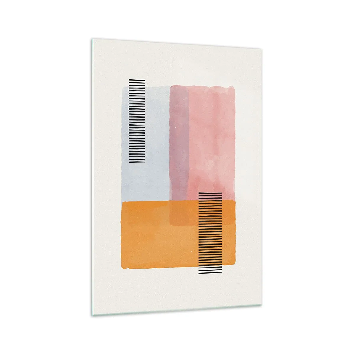 Impression sur verre - Image sur verre - Géométrie aux couleurs pastel avec des lignes sur fond clair - 70x100cm - D'un coin à l'autre - Décoration murale moderne pour le salon et la chambre ARTTOR