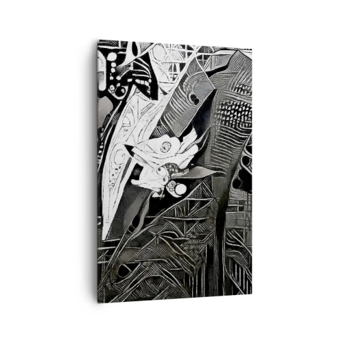 Impression sur toile - Image sur toile - Abstraction élégante d'un homme en costume en noir et blanc - 80x120cm - Seulement en apparence un homme froid - Décoration murale moderne pour le salon et la chambre ARTTOR