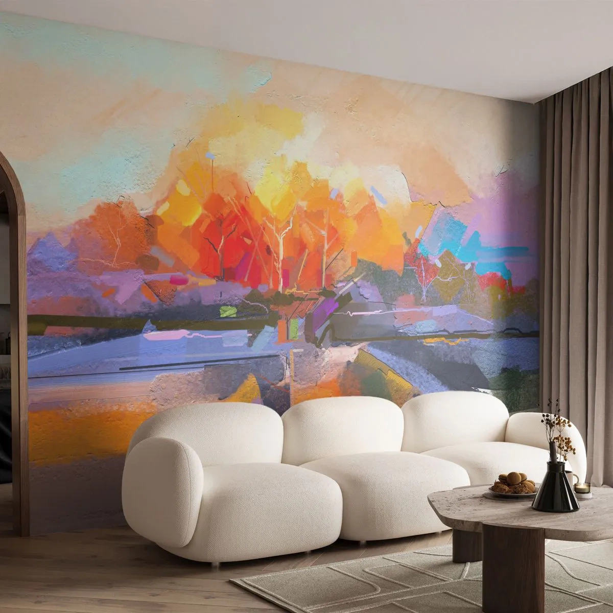 Papier Peint Photo Standard Eco - L'automne est arrivé - Paysage, Morceau, Nature - 200x140 cm