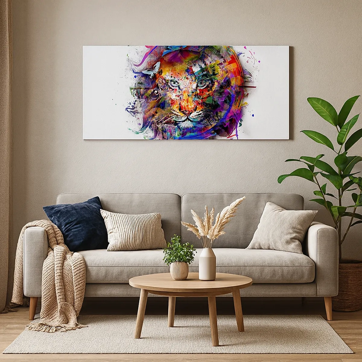 Impression sur toile - Image sur toile - Il se cache derrière un voile arc-en-ciel - 30x30 cm